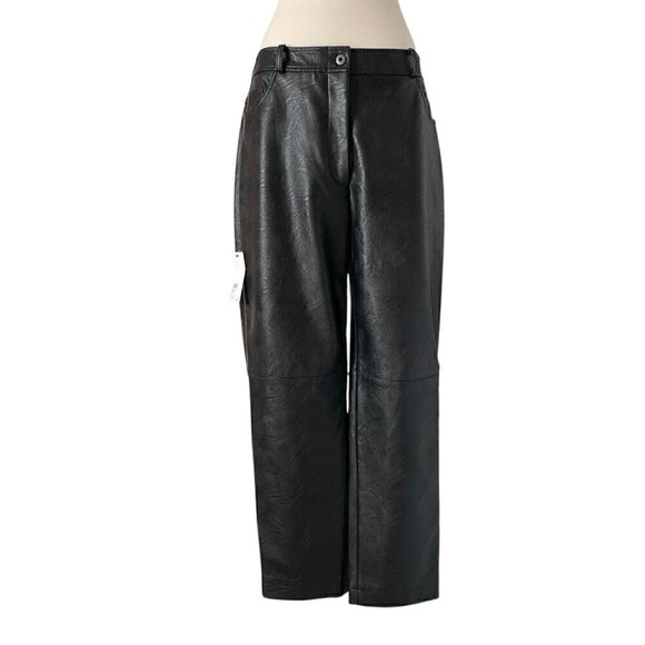 Stella McCartney Hailey Vegan Leather Pants Black EU 44 Wide Leg Designer - Picture 2 of 10